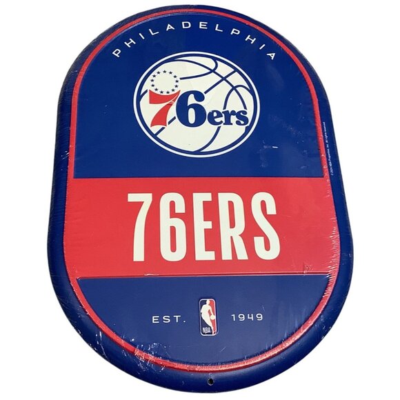 Philadelphia 76ers NBA Metal Pill Wall Sign 10" x 15" - Picture 1 of 6